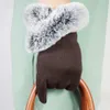 Luvas sem dedos mulheres de inverno quente lã curta com pêlo falso mitenes macio feminino moda s ponso de condução