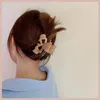 한국 서리가 낀 나비 넥타이 곰 발톱 플라스틱 헤어 클램프 여성 길이 6cm Scrunchies Ponytail 헤어핀 여성 동물 목욕 머리 장식 머리 클립 보석 액세서리 4 색