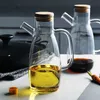 Transparent Glass Oil Bottle with Handle Scale Heat-resistant Lecythus Kitchen Tools Soy Vinegar Sauce Container