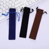 In stock!! Velvet Drawstring Pens Pouch Bag 5colors For Self-adhesive Waterproof Eyeliner Pen Empty Cloth Bags Single Pencil Case