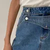 Gonna in denim solido casual per donna a vita alta minigonne patchwork linea femminile abbigliamento estivo moda 210521