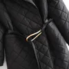 Cintura invernale da donna in stile europeo sciolto caldo con risvolto spacchi laterali aperti abiti lunghi in cotone femminile 210520
