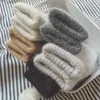 Fem fingrar handskar kvinnor vinter hålla varma plus cashmere solid elasticitet mjuk full vantar imitation päls stickad söt