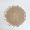 Okrągłe Ins Styl Tassels Maty stołowe Nordic Niepoślizgowe Podkładki Bawełniane Pościel Podpuszcza Meble Dekoracji Kubek Coffee Mata średnica 38cm