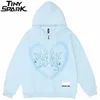 Hip Hop Streetwear Kapuzenjacke Männer Graffiti Herz Brief Bär Druck Mantel Herbst Harajuku Baumwolle Outwear 210811