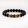 Red Yellow Tiger Eye Stone Bracelets Men Handmade Stretch Black Natural Stone Beads Beaded Bracelet Jewelry