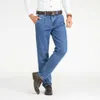 Tjock bomull tyg avslappnad passform märke jeans män casual klassisk rak löst jeans manlig denim byxor byxor storlek 28-40 211104