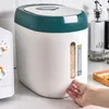 Butelki do przechowywania Słoiki AirTight Rice Dispenser 10L Container Food Container Automatyczny klapka Pokrywa wiadro do zbożowego ziarna mąki bloktop