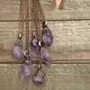 Anhänger Halsketten NM35268 Halskette mit rohem Amethyst-Kristall, rauer Hippie-Zigeunerschmuck, Witchy Electroformed Boho Layering240F