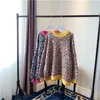 H.SA Kvinnor Pullover och Tröjor Oneck Långärmad Stora Knitwear Färgglada Jumpers Leopard Pull Femme Opa de Mujer 210417