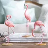 高品質のエレガントなピンクフラミンゴ樹脂装飾用リビングルームテーブルトップデスクトップ人工結婚式の家の装飾210811