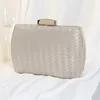 Retro PU Bags for Women Woven Pattern Luxury Handbag Small Square Purses and Handbags Chains Shoulder Evening Bag