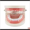 Grillz, Drop Delivery 2021 Hip Hop Handgun Grillz Real Plated Golden Sier Rose Gold Gun Black Dental Grills Cool Rappers Body Jewelry Ugxuo