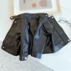 1-8T Toddler Kid Neonati maschi Vestiti primaverili Warm PU Cappotti Giacca da motociclista per ragazza Moda Streetwear Black Zipper Outwear 211011