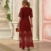 Jastie Summer Boho Women Maxi Dress Loose Embroidery White Lace long Tunic Beach Vacation Holiday Clothing 220113