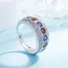 Anillo de compromiso de cristal rosa con Color plata AAA CZ Anillos de Piedra para mujer circón regalo de joyas de fiesta anillos de mujer