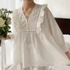 Damen-Pyjama-Sets „Lolita Dots“.Stringige Selvedge-Oberteile + lange Hosen.Vintage-Damen-Pyjama-Set mit Punkten.Viktorianische Nachtwäsche Loungewear 220308