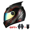 Capacetes de motocicleta 2 presentes capacete rosto cheio lente dupla viseiras duplas moto bicicleta da sujeira para adultos ponto aprovado8204144