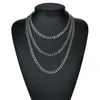 Цепи Мужчины и женщины Панк из нержавеющей стали Ожерелье Curb Cuban Link Chain Chokers Vintage Black Gold Tone Сплошные металлические украшения