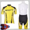 Scott Team Cycling Kortärmad Jersey (Bib) Shorts Ställer Mens Sommar Andningsväg Cykel Kläder MTB Bike Outfits Sport Uniform Y210414222