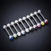 Aço inoxidável Barbell Barbell Piercing Set CZ Gem Nipple Anéis Bar Bar Cartilagem Hélice Para As Mulheres Punk Body Jóias