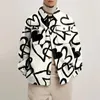 ヒップスターの男性ターンダウンカラーシャツ秋のファッション抽象印刷された太いシャツメンズカーディガントップカジュアルストリートウェア220215