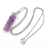 Augen 7 Chakra Colgante Natural Amatista Colgantes Cristal Gravel Rectangular Femenina Collar