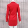 Women Blazer Double Breasted Long Sleeve Ladies Red Coat Women's Slim Suit Jacket Temperament 210513