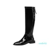 Fashion-Boots Sale High Quality Knee-High Back Zipper Thick Heels Shoes Woman 2021 Winter Party Tight 652