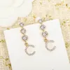 Drop Boucle d'oreille avec diamants et trois pcs de grande taille pour femmes cadeau de bijoux de mariage en 18 carats plaqués or de tampons PS3097