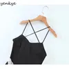 Romantic Lace Trims Sling Sexy Dress Women Backless Sleeveless Halter Vintage Black Mini Female Satin Chiffon Robe 210430