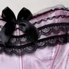 Bustiers Corsetsの女性のセクシーなサテンのオーバーバストコルセットトップレースちょう結びの装飾されたクラブウェアショーガールボディシェイパープラスサイズS-6XL