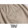 Femmes Chic Mode Poches latérales Bermuda Shorts Vintage Haute Taille élastique Zipper Fly Femme Pantalon court Mujer 210507