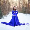 Maternity Dresses Pregnancy Women Velvet Dress Fashion Autumn Winter Clothes Casual V Neck Long Sleeve Tailing Maxi Gown Po Shoot Prop Vesti