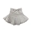 Zomer kids baby meisje jurken voor s geplooide rok pure kleur pantserkirt breien 1-7yrs 210521