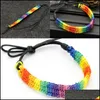 Charm Armbänder Schmuck Kimter Lesben Valentinstag Geschenke LGBT Flagge Geflecht Handgefertigt Regenbogen Gay Pride Armband Liebe Zarte Freundschaft M094Fa