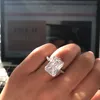 Womens Wedding Rings Fashion Silver Gemstone Engagement Rings For Women Square Simulated Diamond Ring Jewelry