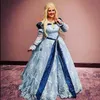 2021 Vintage Off Shoulder Prom Dresses Long Sleeve Blue Cinderella Cosplay Inspaired Lace Evening Party Gowns Costume Quinceanera Dress Sweet 16 15 Yearls