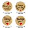 2.5cm 1inch Thank You Heart Kraft Paper Adhesive Stickers 500 Pcs Roll DIY Gift Cake Baking Bag Seal Label Package Envelope Decoration