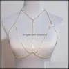 Andra kroppsmycken Bohemian Beach Sexig bröstkedja för kvinnor Fl Rhinestone Cross Shining Crystal Bra Necklace Choker Drop Delivery 2021 W7HI