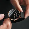 Armbandsur Märke Men's Watch Ultra-Thin Steel Mesh Quartz Armbandsur Dual Calendar Enkel Black Clock Fashion Casual Business