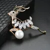 Pins, Brooches Jumping Reindeer Brooch Pin With Pearl Christmas Xmas Jewelry Gift