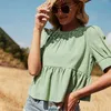 Grüne lässige lose sommer bluse hemd für frauen übergroße high straße niedliche top shirts strand boho weibliche mode tops 210427