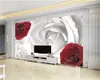 Papel de parede personalizado para paredes, decoração de casa, vermelho, branco, roseta, quarto, sala de estar, cozinha, pintura, mural, à prova d'água, antifouling306u