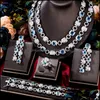 Oorbellen ketting sieraden sets godki hiphop punk 4 stks iced out miami link ketting set voor vrouwen bruiloft zirkoon zirkoon Dubai bruids druppel