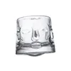 Bicchieri da whisky rotanti creativi Bicchieri da whisky a dondolo vecchio stile Bicchiere con taglio a diamante a costine Martellato Glacier Tiki Face Design