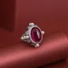Cluster Rings Oekdfn Classic 925 Sterling Zilveren Dames Ring Luxe Ruby Diamond Gemstone Wedding Engagement Sieraden voor Bijoux