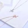 Wholale Christian Ornaments Jewelry 925 Sterling Sier CZ Zircon Double Cross Pendant Chain Necklace