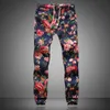 Mode sommar våren höst män blommig tryck joggare manlig casual sommarbyxor mens sweatpants linne byxor män byxa 210930