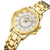 Ladies Worties Orologio d'oro Golden Womens Pave Bling Crystal Rhinestone Ladys Quartz Movement Women Kirsite in lega oro orologi oro orologi bracciale ragazze